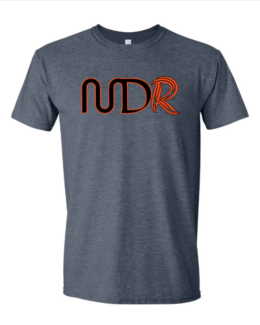 Charcoal MDiPaoloRacing team T-shirt with orange and black MDR logo